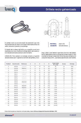 Damesa Grillete Recto Galvanizado 19mm . España 2 Pza