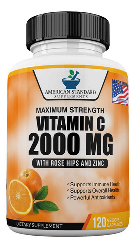 Vitamina C 2000 Mg Con Zinc 40 Mg Por Porcion Y Extracto De 