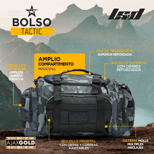 Imagen 4 de 8 de Bolso De Viaje Reforzado Camuflado Gym Deportivo Grande