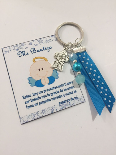 30 Recuerdos Bautizo Niño Listón Azul