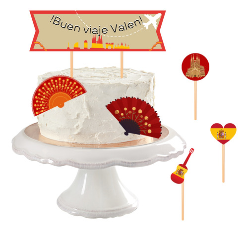 Kit Imprimible Buen Viaje Avión Cake Torta Topper España