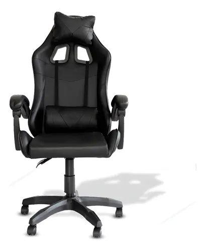 Cadeira Gamer Ômega Preta Ergonomica Giratória Couro Sintético Reclinável