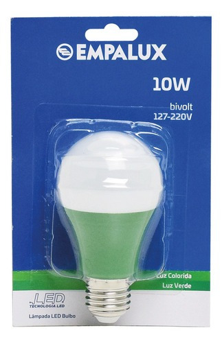 Lâmpada Led 10w Bivolt Luz Verde E27 Empalux 110V/220V