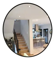 Comprar Espejo Redondo Circular 80 Cm Con Marco Pvc Baño Living Marco Negro CuantoArte