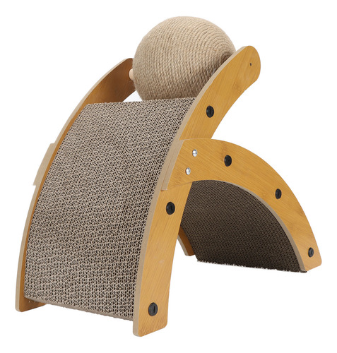 Rascador Curvo Para Rascar Gatos, Bola Giratoria, Vertical