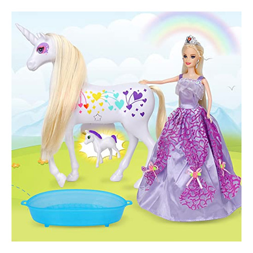 Bettina Magical Lights Unicom Y Princess Doll, Juego 595db