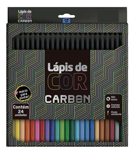 Lapis De Cor 24 Cores Carbon Soft Macio Leonora