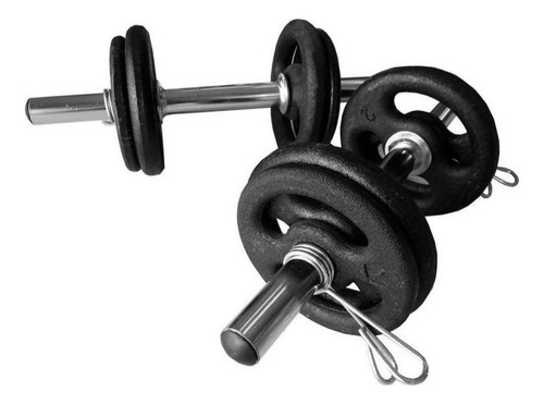 Kit Musculação 50 Kg Com 3 Barras Ocas E Pesos