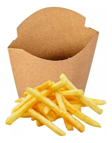 Estuche Papas Fritas Mediana Kraft Biodegradable X 10 Unid.