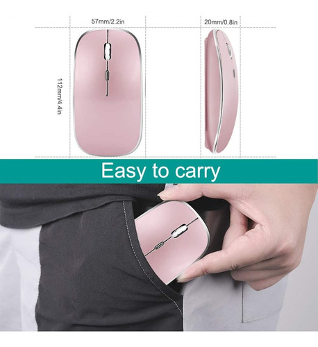 Mouse Inalámbrico, Ratón Inalámbrico Recargable Usb Y Tipo-c