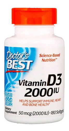 Doctor's Best, Vitamina D3, 50 Mcg (2.000 Ui), 180 Softgels