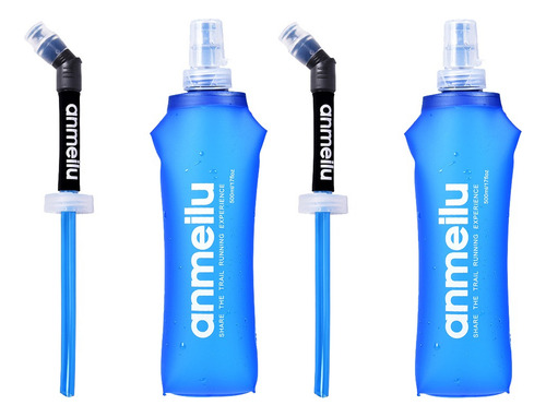 2pcs 500ml Botella De Agua Plegable Soft Flask Con Popote