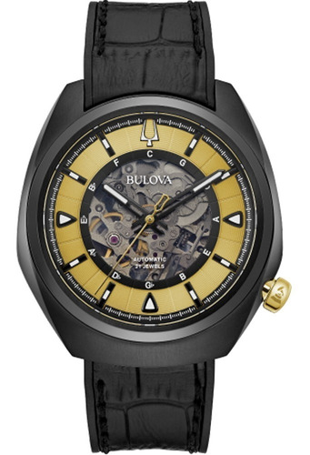 Reloj Bulova Con Cristales Para Caballero. 98a241 Ts Color de la correa Negro Color del bisel Negro Color del fondo Dorado