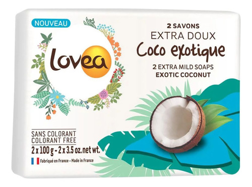 Lovea Jabon Extra Suave Coco Exotico 2x100g Andina Grains