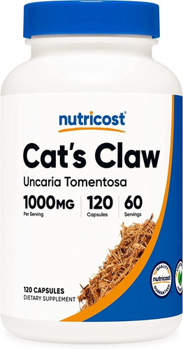Original Nutricost Uña De Gato Cat Claw 1000mg 120cap 60serv