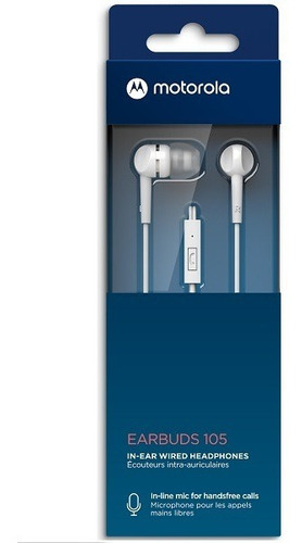 Fone De Ouvido Motorola Earbuds 105 Com Microfone Branco