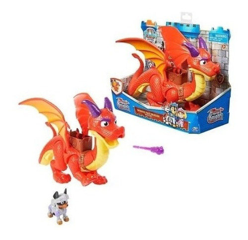 Imagen 2 de 2 de Paw Patrol Rescue Knights Dragon Sparks Fig + Acc Art. 17754