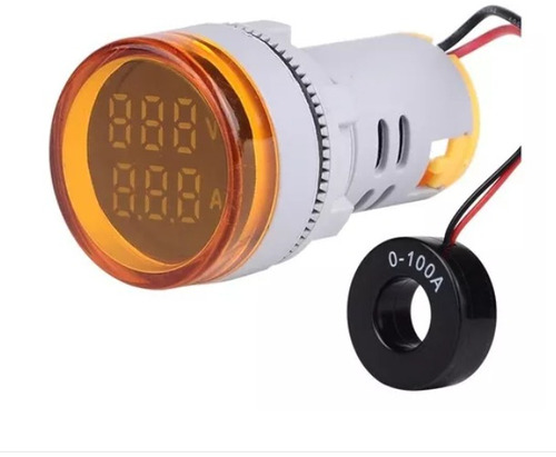 Volti- Amperimetro Digital Naranja 22mm Led