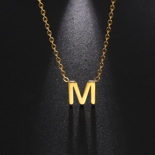 Imagen 7 de 7 de Collar Con Dije Acero De Color Oro Iniciales Nombres Mujer