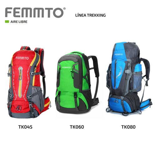 Imagen 8 de 8 de Mochila trekking Femmto Trekking TK045 color rojo 45L