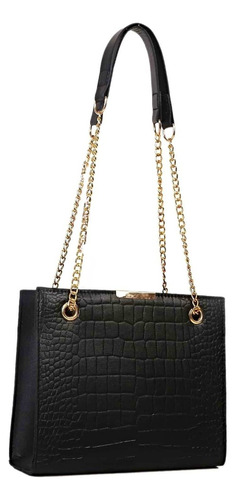 Cartera Mini Bag Rígida Con Cadena Eco Cuero Crocco