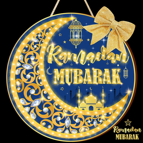Decoracion Ramadan Mubarak Para Puerta Madera Eid Al-adha