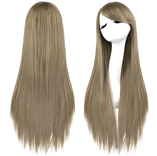 Peluca Cosplay Lisa 80cm Kanekalon Trigo Rubio Cenizo