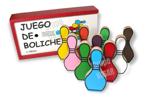 Juego De Boliche Bolos Madera Didáctico Infantil Para Niños