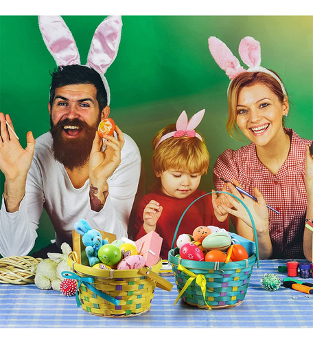 Canasto Huevo Conejo Pascua Colors X 3 Cotillon Activarte