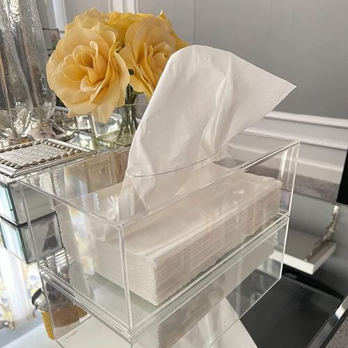 Soporte Para Pañuelos De Acrílico Transparente Con Tapa Para