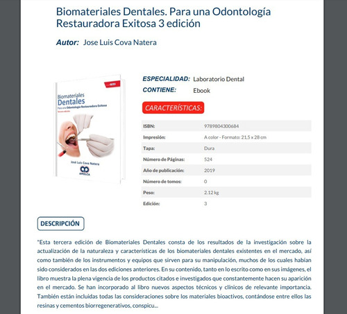 Libro Biomateriales Dentales Para Una Odontología Exitosa 3e