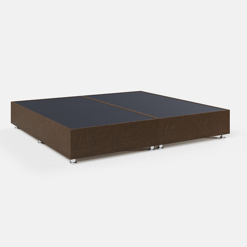 Base Cama Box De Madera Con Tapiz King Size Super Precio Color Lino Café