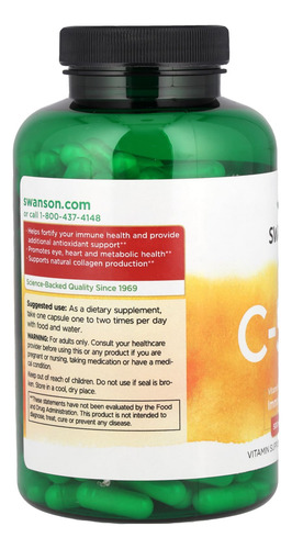 Vitamina C Swanson 500 Mg 250 Capsulas Original Suplemento