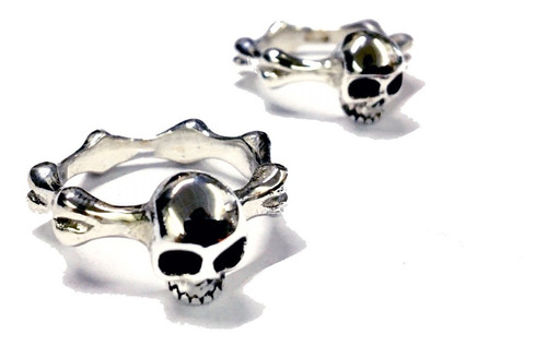 Par Anillos De Cráneo Calavera Skull Rings Plata  Ley