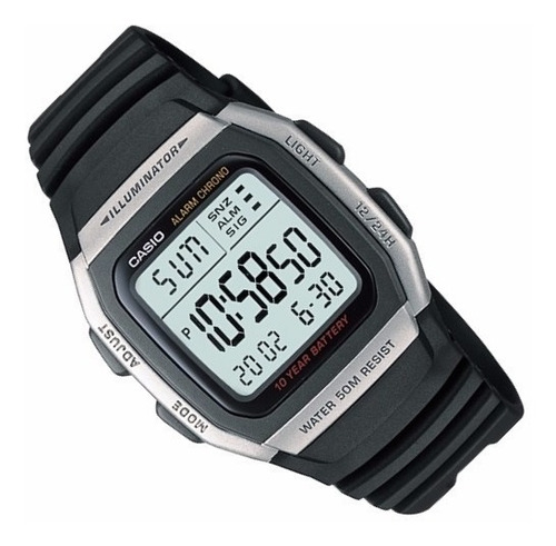 Relógio Casio W-96 H-1a Wr-50m Hora Dual Alarme W 96 12/24hs