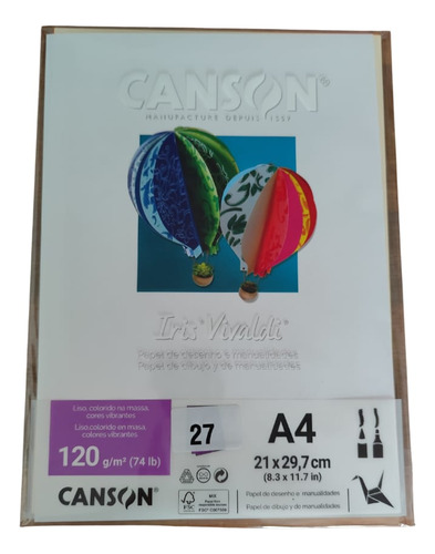 2 Pacotes Com 27 Fls Cada A4 120g/m2 Mista Canson Quilling