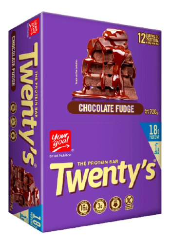 Twenty Chocolate Fugde 1 Caja 12 Barras Twentys Dietafitness