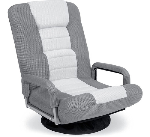 Sillon Gamer Giratorio Para Piso  - Gris Blanco