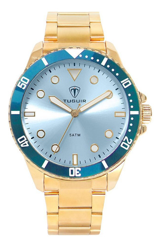 Relógio Masculino Tuguir Analógico Tg157 - Dourado E Azul