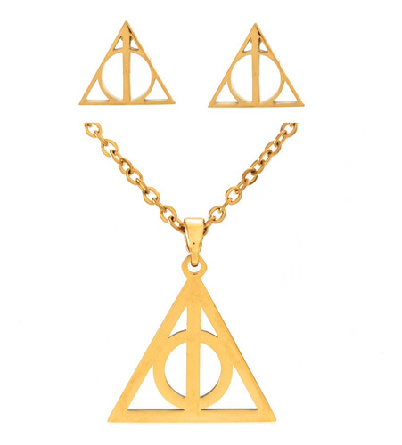 Set Collar Y Aretes Reliquias De La Muerte Harry Potter Saga