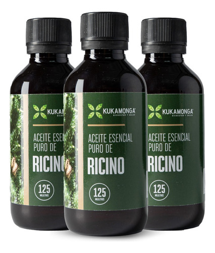 Kit De 3 Frascos De Aceite Esencial De Ricino -. 125 Ml Sabor Sin Sabor