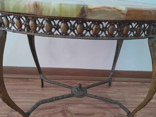 Mesa De Bronce Con Mármol Antigua (Usado)