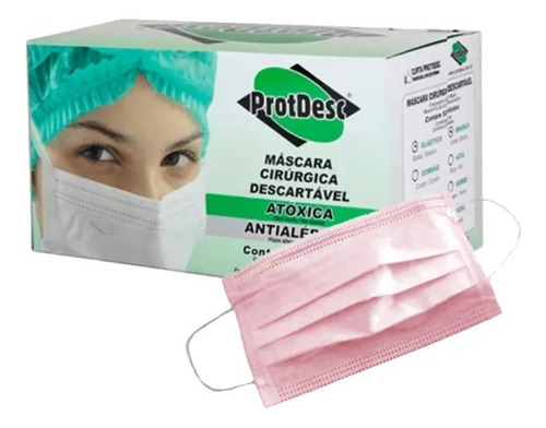 Mascara Tipo Cirúrgica Descartável - Protdesc Cor Rosa-claro