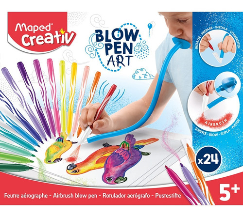 Imagen 1 de 3 de Marcador Aerografo Con Plantillas Divertidas Maped Blow Pen