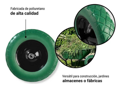 Llanta Para Carretilla Completa Imponchable Rueda Rodaja Lt Tools 16 Pulgadas Ancho De 7cm Max 80 Kg Ligera Y Suave En Poliuretano P Mejor Amortiguamiento Ideal Terrenos Irregulares Reduce La Fatiga