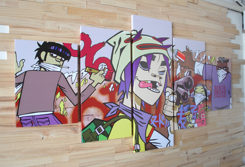 Cuadros Polipticos De 150x80. Gorillaz Mod 2  Con Bastidor.