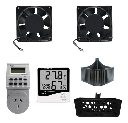 Kit Ventilación Cooler 4 Pulgadas 2u Timer Dig Htc Soportes 