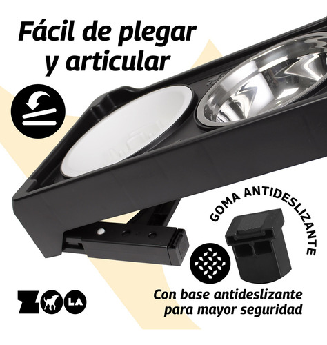 Comedero Doble P/ Perro Elevación Ajustable Plato Lento 36oz
