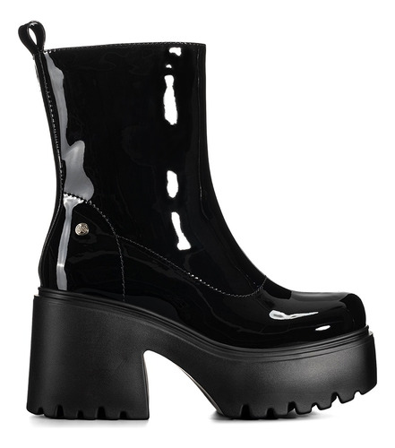 Botin Casual Negro Charol Tacon Grueso Plataforma Dama Weide