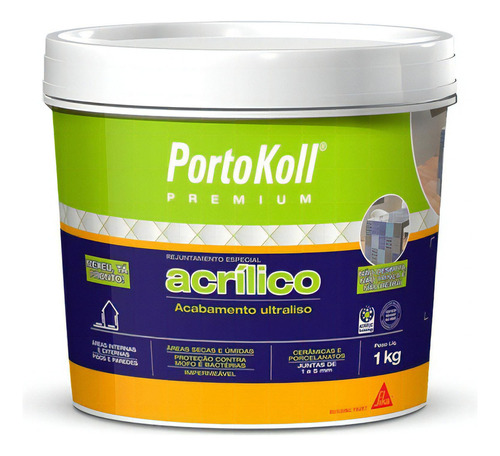 Rejunte Acrílico Premium Portokoll 1 Kg Grafite